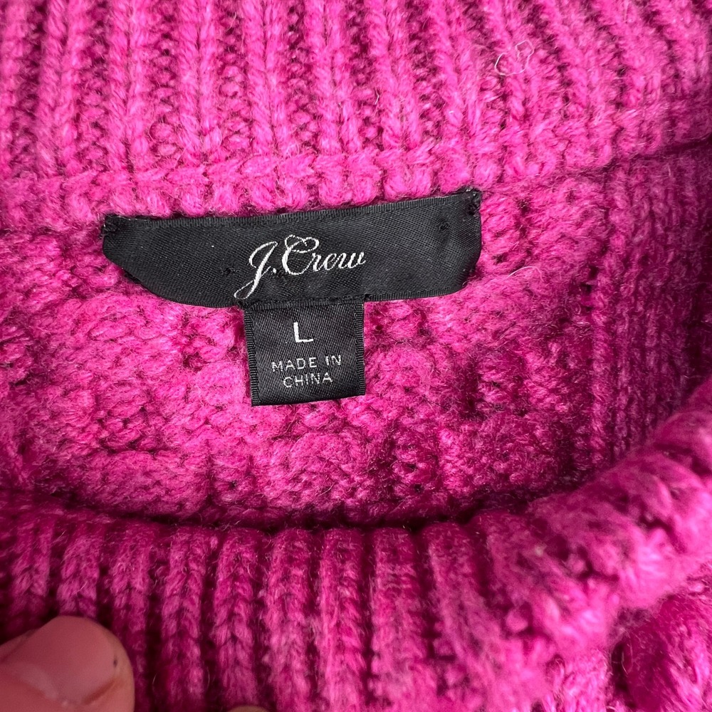 J.Crew Pink Cable‎ Knit Sweater Womens Large Preppy Chunky Textured Cozycore - Picture 4 of 14
